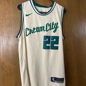 Nike Milwaukee Bucks Cream City Basketball Jersey - Middleton - Cream and Green